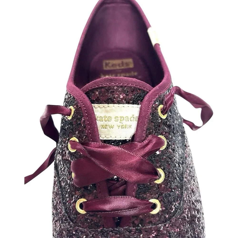 Keds Kate Spade New York Deep Cherry Glitter Sneakers Women’s Shoes Size 8.5